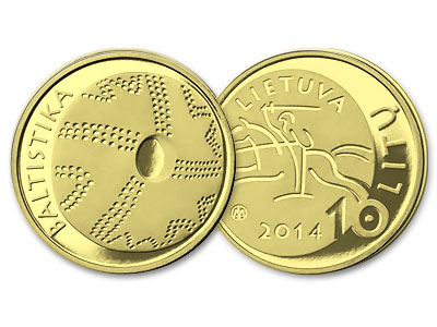 auksinė lb moneta skirta baltistikai (gintarinis skridinys)