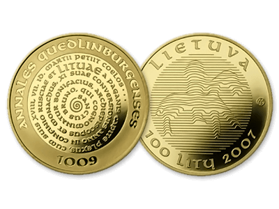 auksinė lb moneta skirta Lietuvos vardo minėjimo tūkstantmečiui 2007