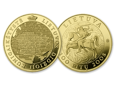 auksinė lb moneta skirta Lietuvos vardo minėjimo tūkstantmečiui 2008