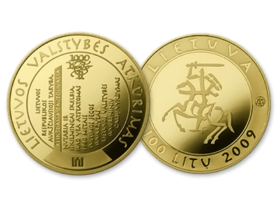 auksinė lb moneta skirta Lietuvos vardo minėjimo tūkstantmečiui 2009