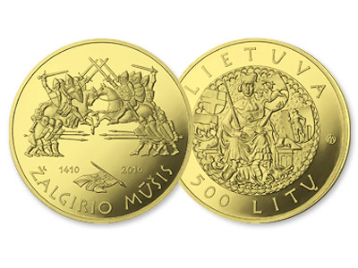 auksinė lb moneta skirta Žalgirio mūšio 600 metų sukakčiai
